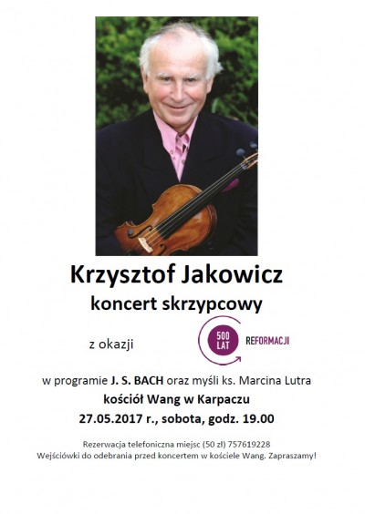 Koncert Krzysztofa Jakowicza z okazji 500-lecia Reformacji