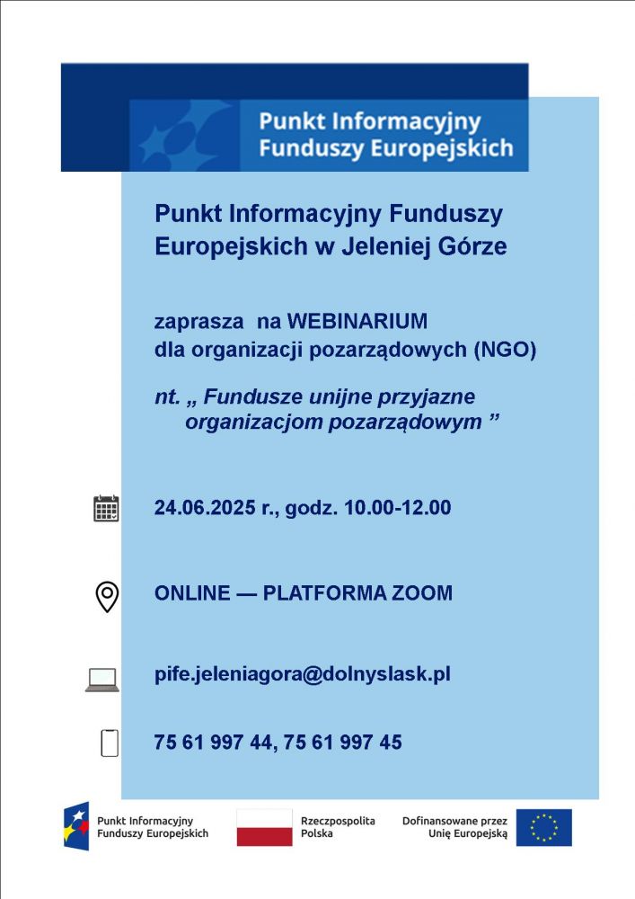 Webinarium pt. „Fundusze unijne przyjazne organizacjom pozarządowym”