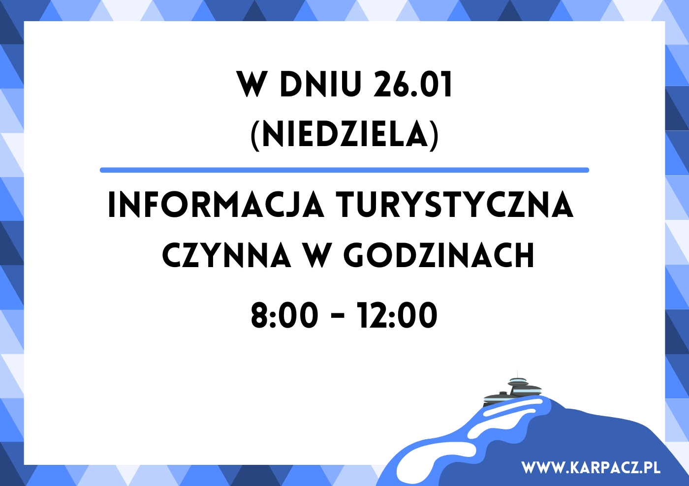Zmiana godzin otwarcia Informacji Turystycznej w niedzielę
