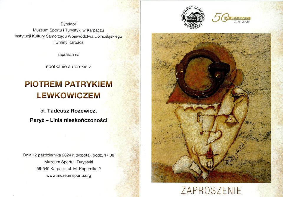Spotkanie autorskie z Piotrem Patrykiem Lewkowiczem pt. Tadeusz Różewicz. Paryż - Linia nieskończoności