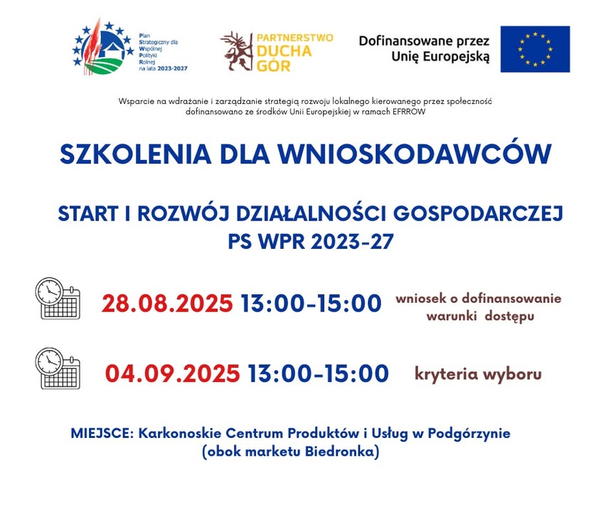 Szkolenie dla wnioskodawców start i rozwój działalności gospodarczej