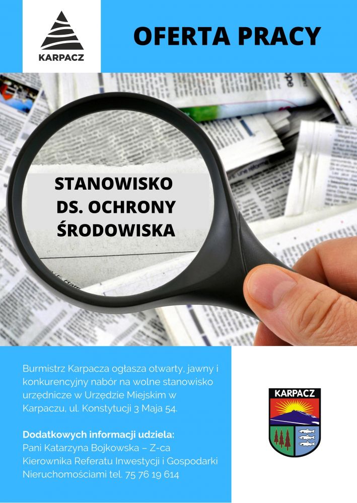 Oferta pracy - Stanowisko ds. ochrony środowiska