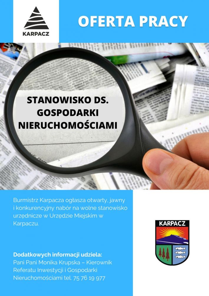 Oferta pracy - Stanowisko ds. gospodarki nieruchomościami