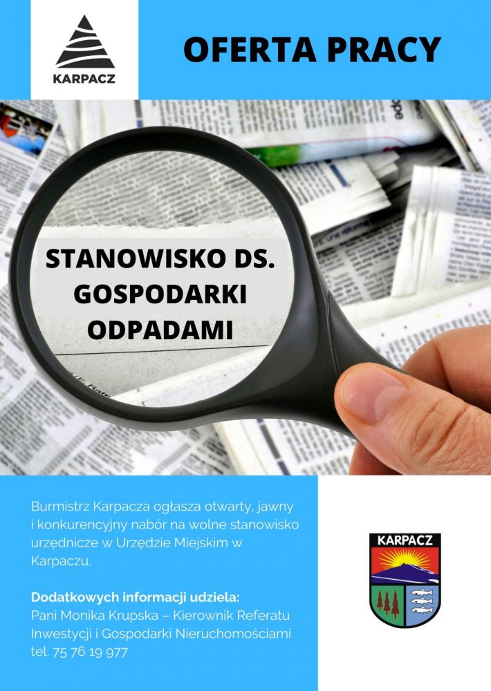 Oferta Pracy - Stanowisko ds. gospodarki odpadami