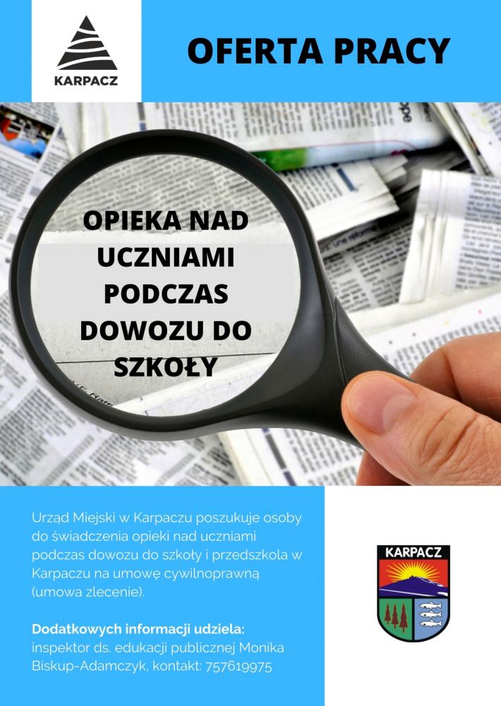 OFERTA PRACY - Opieka nad uczniami podczas dowozu do szkoły