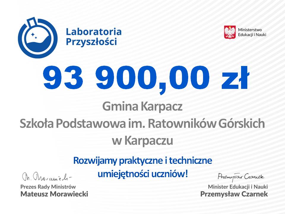 Laboratoria Przyszłości – dofinansowanie 93 900,00 zł