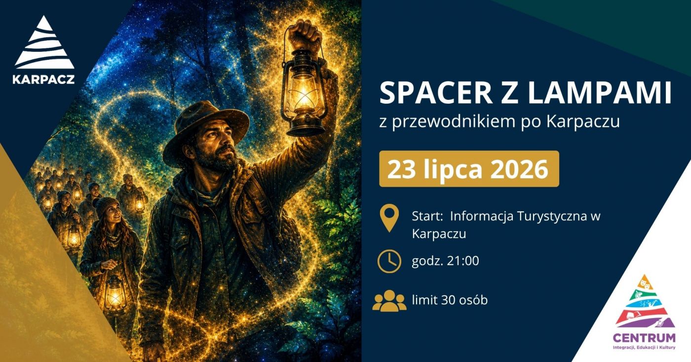 Spacer z lampami z przewodnikiem