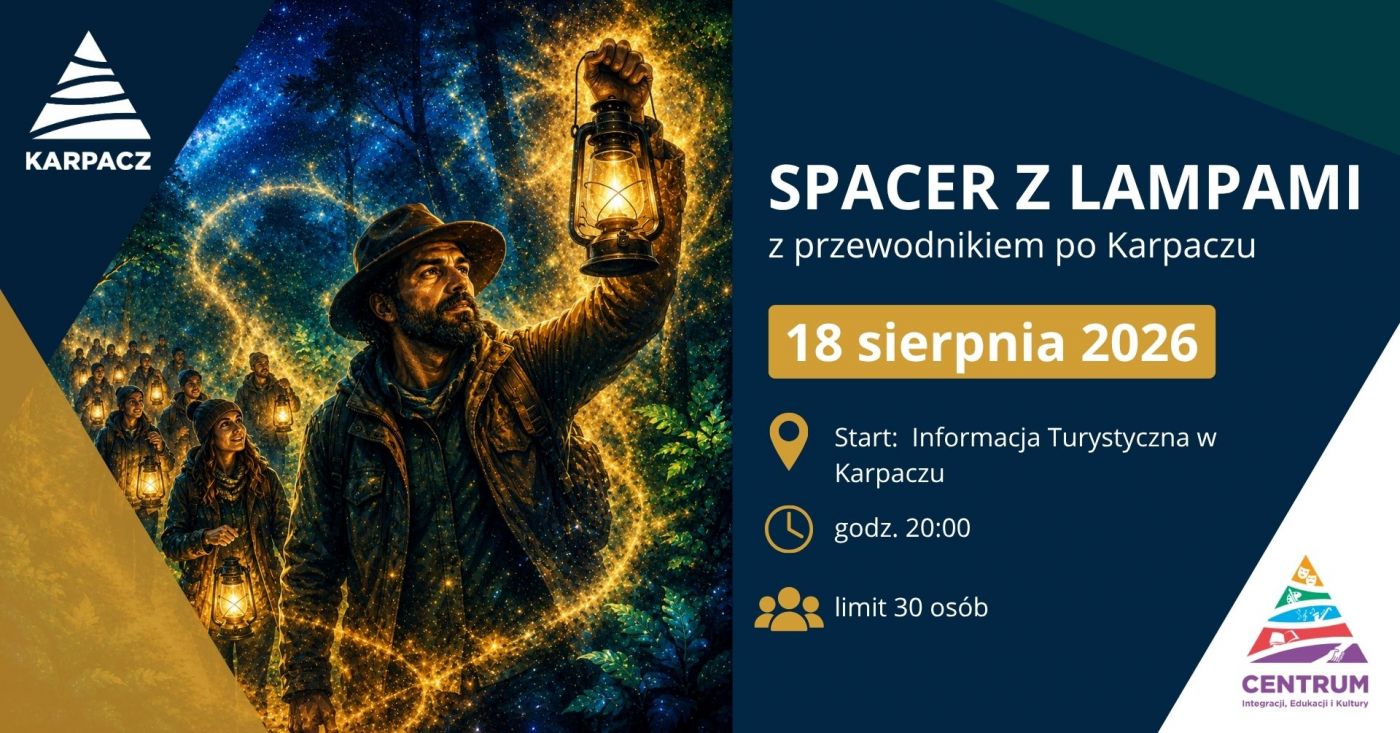 Spacer z lampami z przewodnikiem