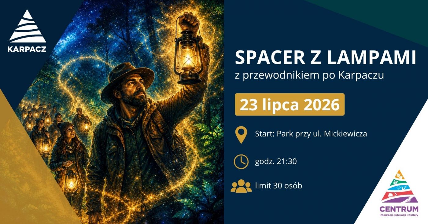 Spacer z lampami z przewodnikiem