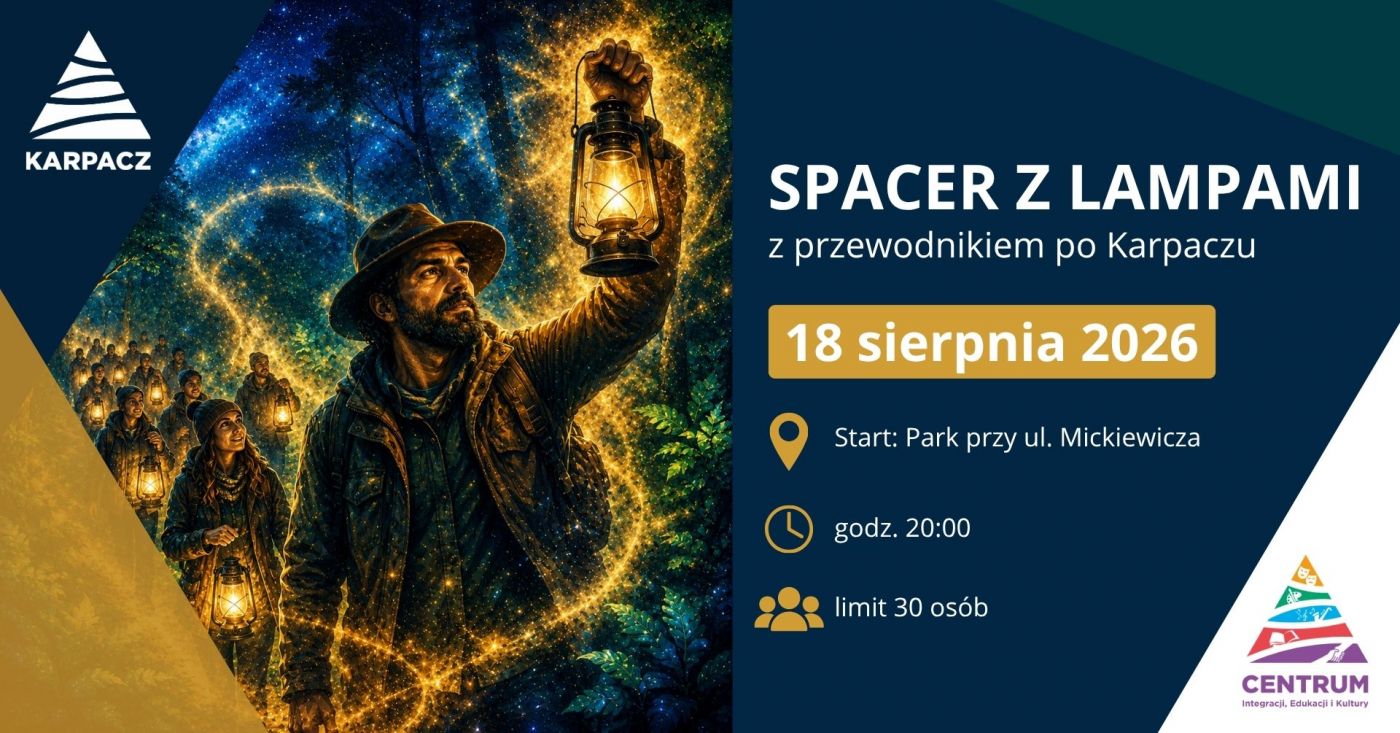 Spacer z lampami z przewodnikiem
