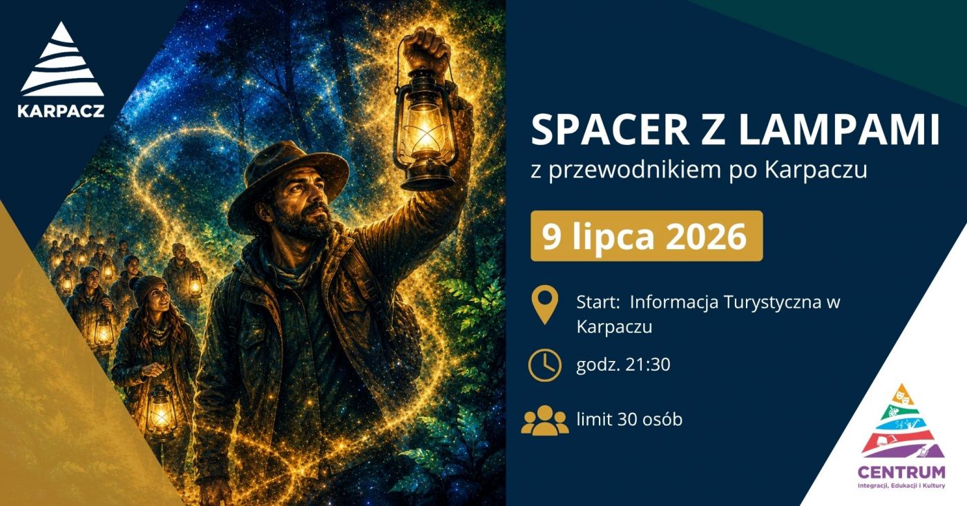 Spacer z lampami z przewodnikiem