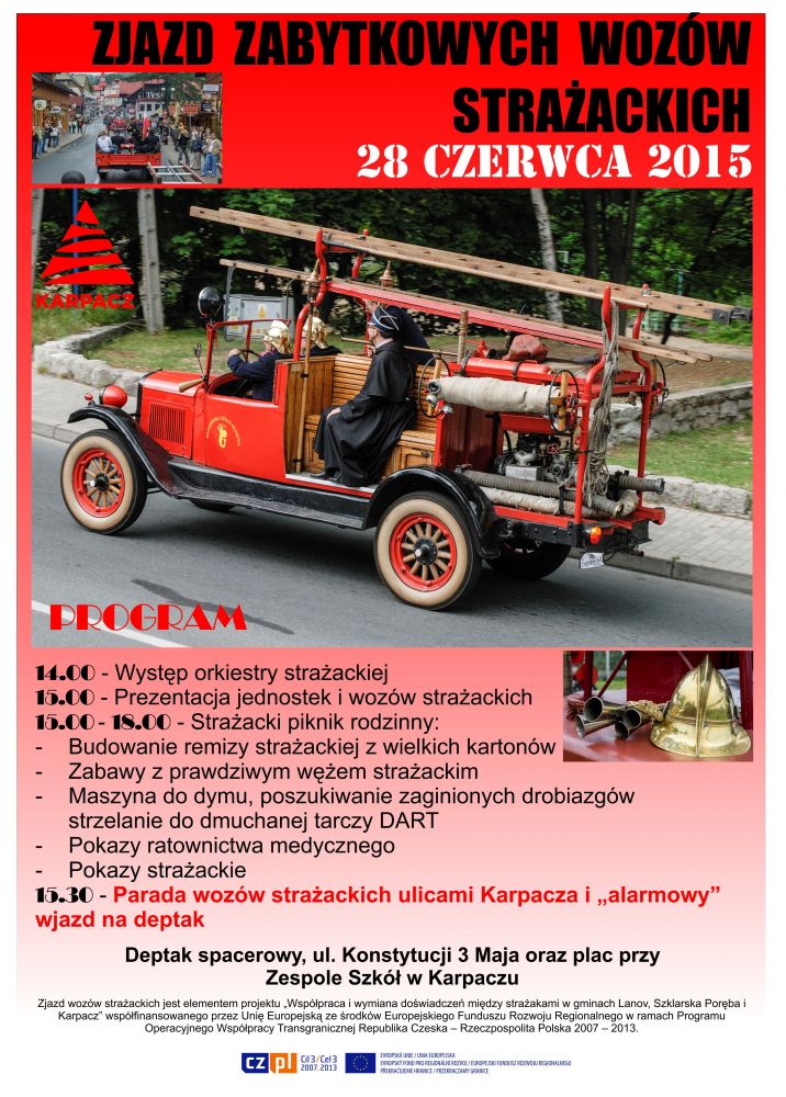 Zapraszamy na ZJAZD ZABYTKOWYCH WOZÓW STRAŻACKICH - 28 czerwca 2015 r.