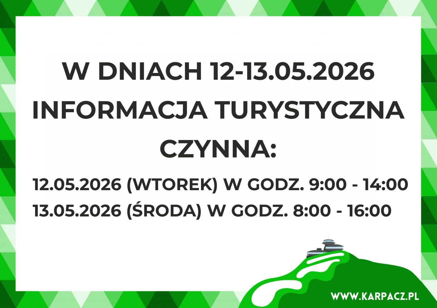 Zmiana godzin otwarcia Informacji Turystycznej