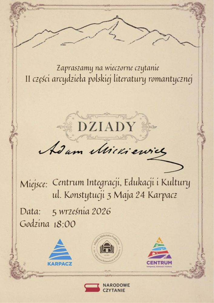 Narodowe Czytanie „Dziadów” cz. II Adama Mickiewicza