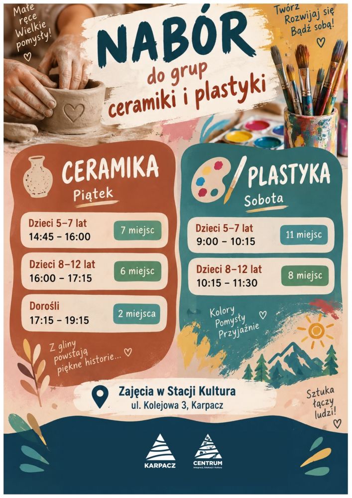 Ruszają zapisy na zajęcia z ceramiki i plastyki Ruszają zapisy na zajęcia z ceramiki i plastyki