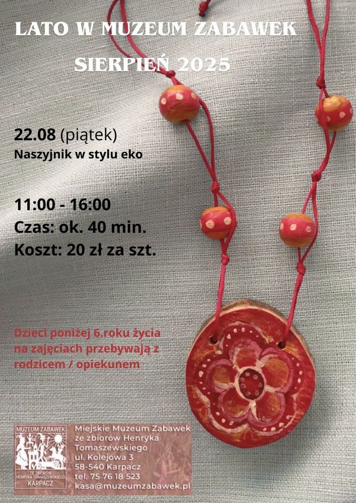 Warsztaty artystyczne w Muzeum Zabawek w Karpaczu - Naszyjnik w stylu eko