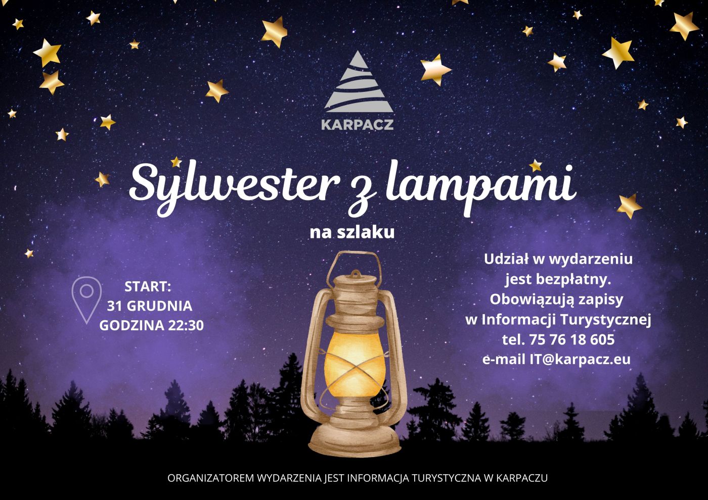 Sylwester z lampami na szlaku