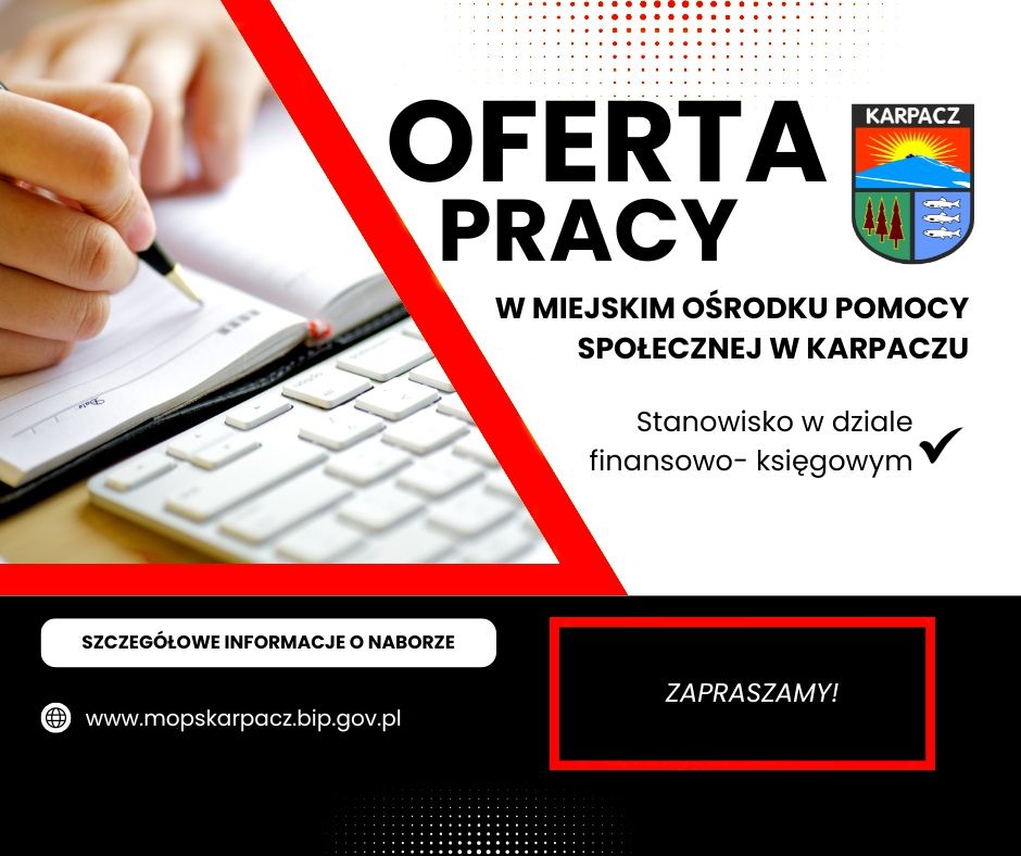 Oferta pracy w Miejskim Ośrodku Pomocy Społecznej w Karpaczu Oferta pracy w Miejskim Ośrodku Pomocy Społecznej w Karpaczu