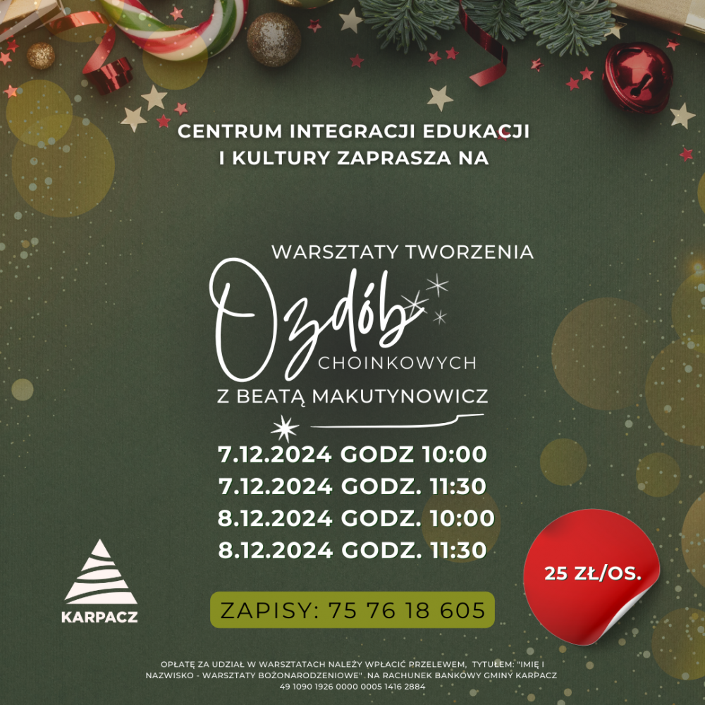 Warsztaty Tworzenia Ozdób Choinkowych z Beatą Makutynowicz