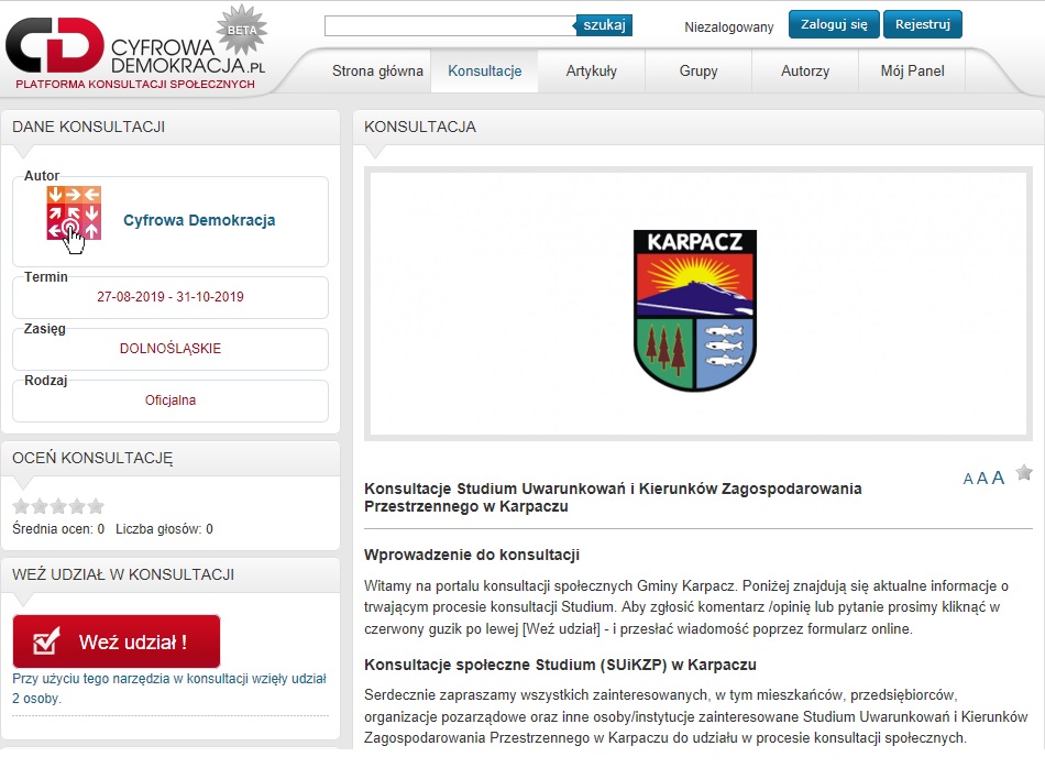 Konsultacje społeczne nad projektem Studium uwarunkowań i kierunków zagospodarowania przestrzennego Karpacza