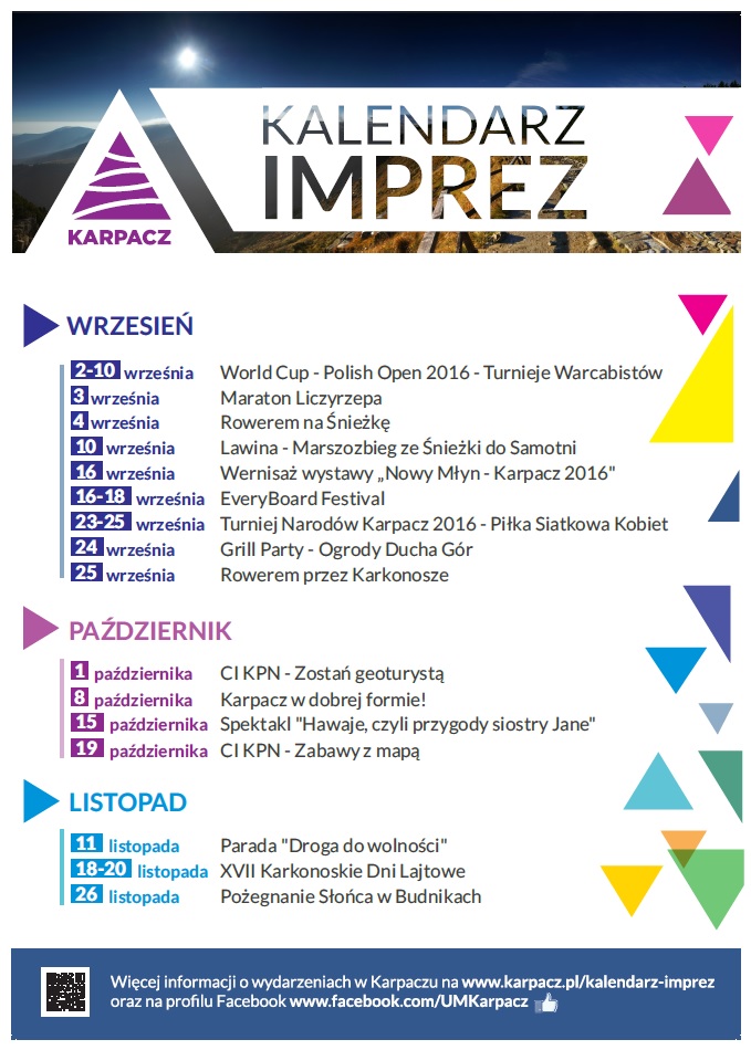 Kalendarz imprez - Jesień 2016