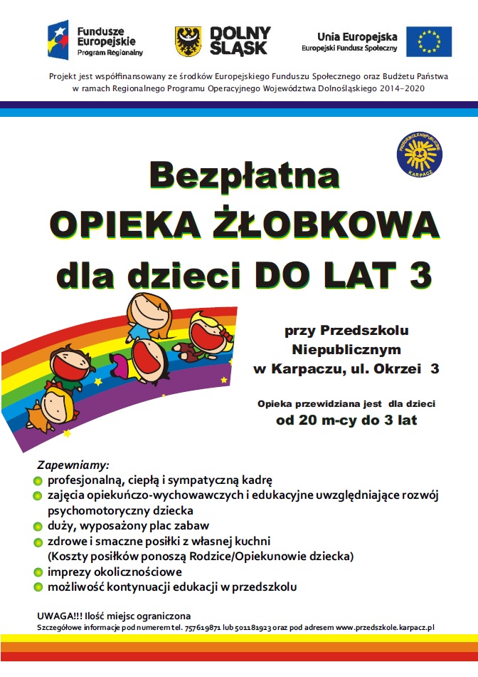 Bezpłatna opieka żłobkowa nad dzieckiem do 3 roku życia