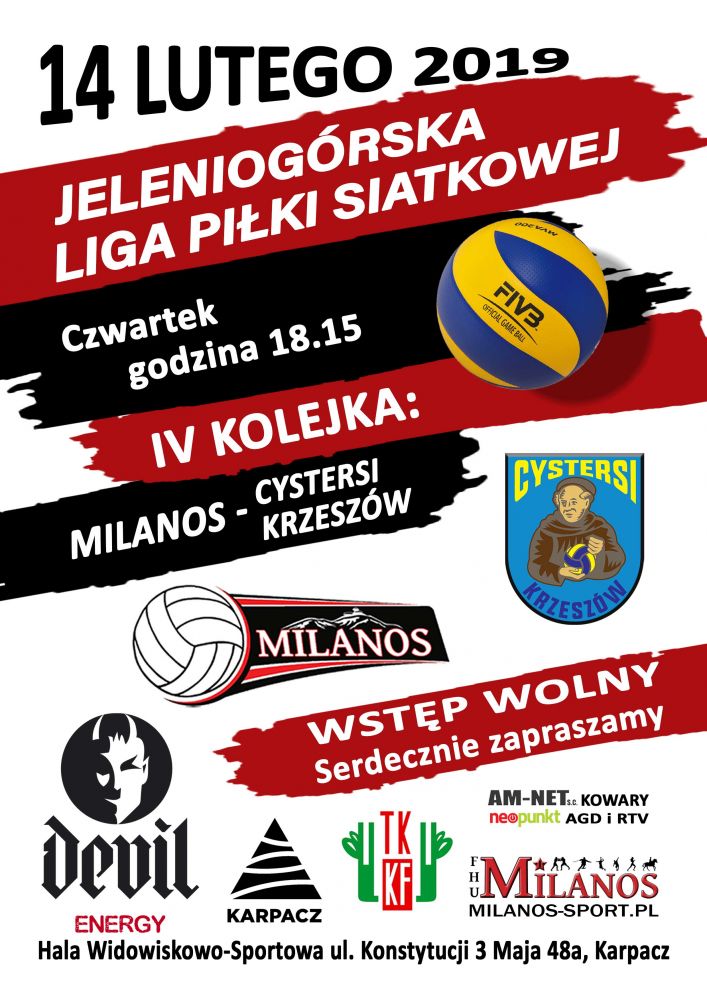 Mecz Jeleniogórskiej Ligi Piłki Siatkowej (Milanos-Cystersi Krzeszów) 