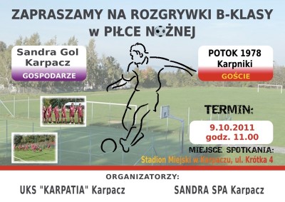 Mecz  piłki nożnej o Mistrzostwo B-klasy seniorów grupa II 