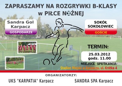Rozgrywki  B-klasy w piłce nożnej na Stadionie Miejskim