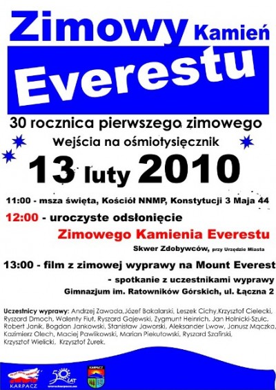 Zimowy Kamień Everestu- 30 rocznica pierwszego zimowego wejścia na ośmiotysięcznik, Karpacz 2010