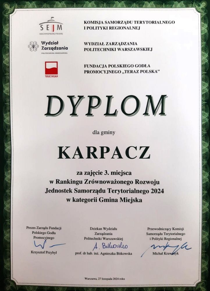 Karpacz na podium Rankingu Zrównoważonego Rozwoju – lider wśród gmin miejskich