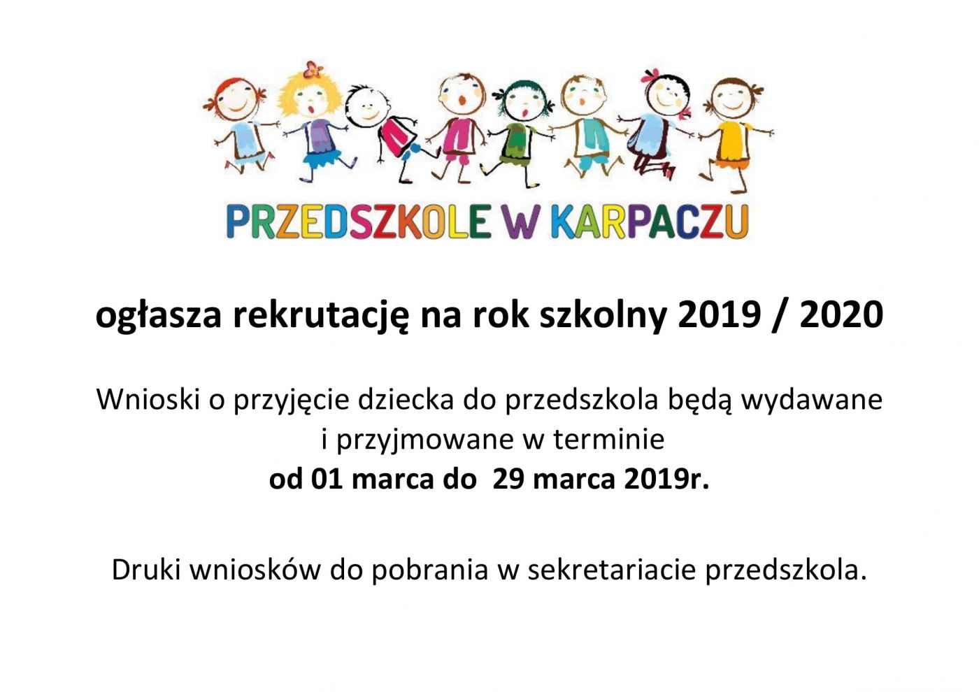 Rekrutacja dzieci do Przedszkola w Karpaczu