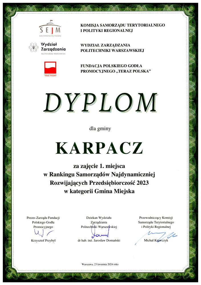 Karpacz na podium rankingu Zrównoważonego Rozwoju JST
