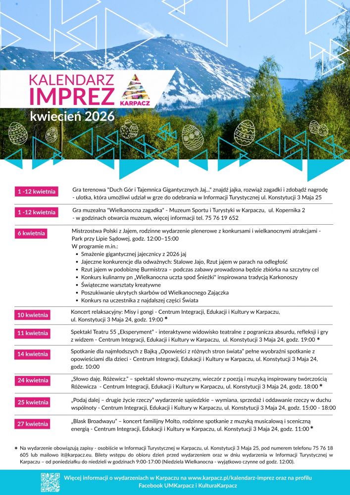 KALENDARZ IMPREZ - KWIECIEŃ