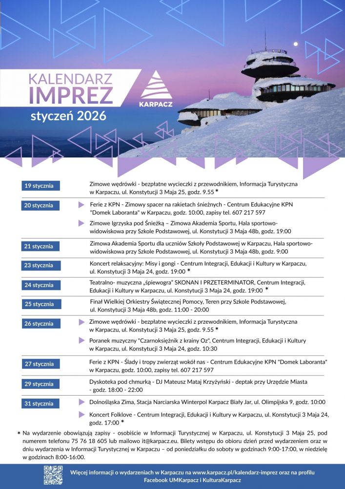 KALENDARZ IMPREZ - STYCZEŃ