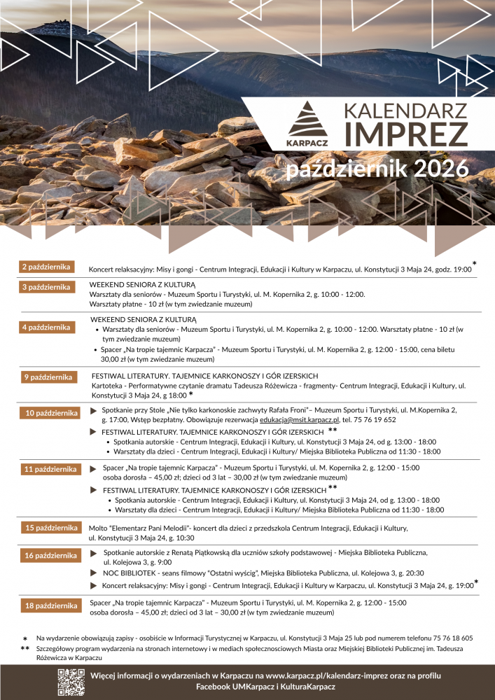 KALENDARZ IMPREZ - PAŹDZIERNIK