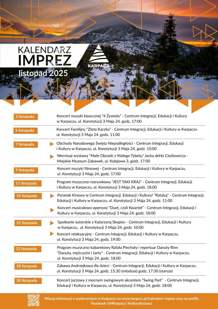 KALENDARZ IMPREZ - LISTOPAD 2025