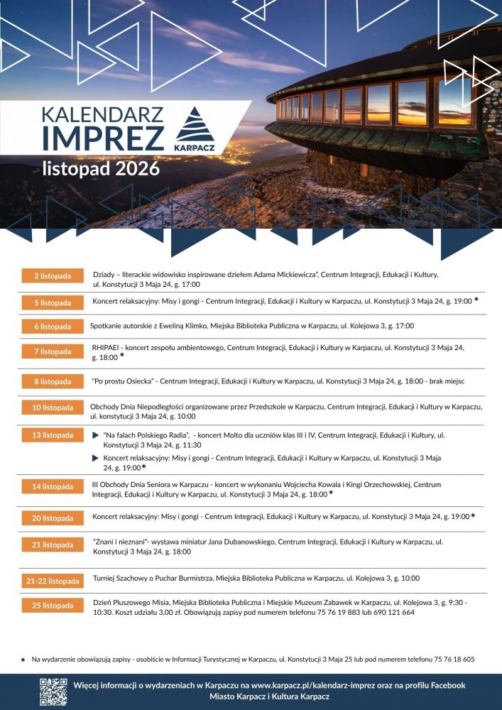 KALENDARZ IMPREZ - LISTOPAD