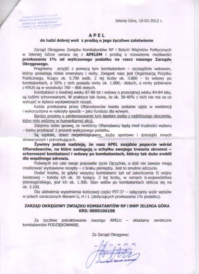 Apel do ludzi dobrej woli