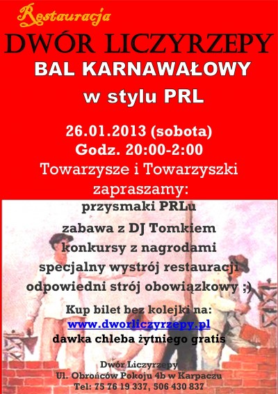 BAL KARNAWAŁOWY w stylu PRL