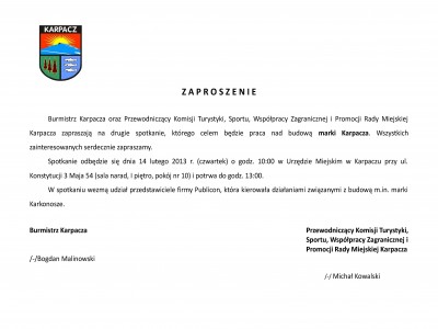 Budowa Marki Karpacza - Spotkanie 14.02.2013 r. godz 10:00