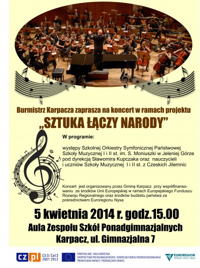 Burmistrz Karpacz zaprasza na koncert w ramach projektu pn. „SZTUKA ŁĄCZY NARODY”