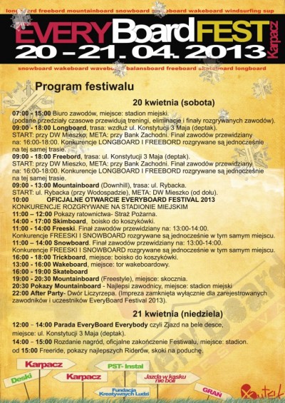 EveryBoard Festiwal 2013 już w weekend