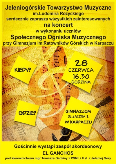 Koncert muzyczny w wykonaniu uczniów Społecznego Ogniska Muzycznego w Karpaczu
