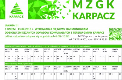 Nowy harmonogram odbioru odpadów Komunalnych