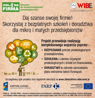 Projekt „ZIELONA FIRMA – kluczem do konkurencyjności przedsiębiorstw”