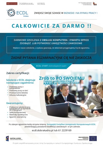 Szkolenie z zakresu obsługi komputera - ECDL START dla dolnośląskich kadr