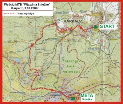 XVIII Wyścig w Kolarstwie Górskim MTB Karpacz – Śnieżka up hill race non stop GÓRA.