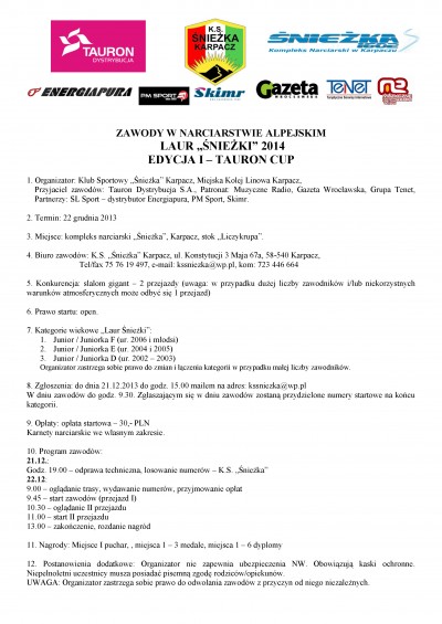 Zawody w Narciarstwie Alpejskim w weekend