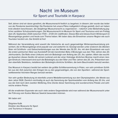 Noc Muzeów w Muzeum Sportu i Turystyki